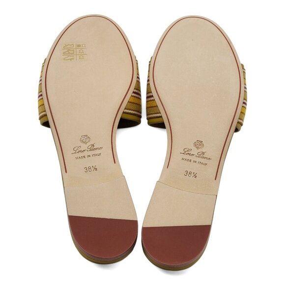Loro Piana The Suitcase Stripe Sandals in Yellow $750 - Picture 10 of 13